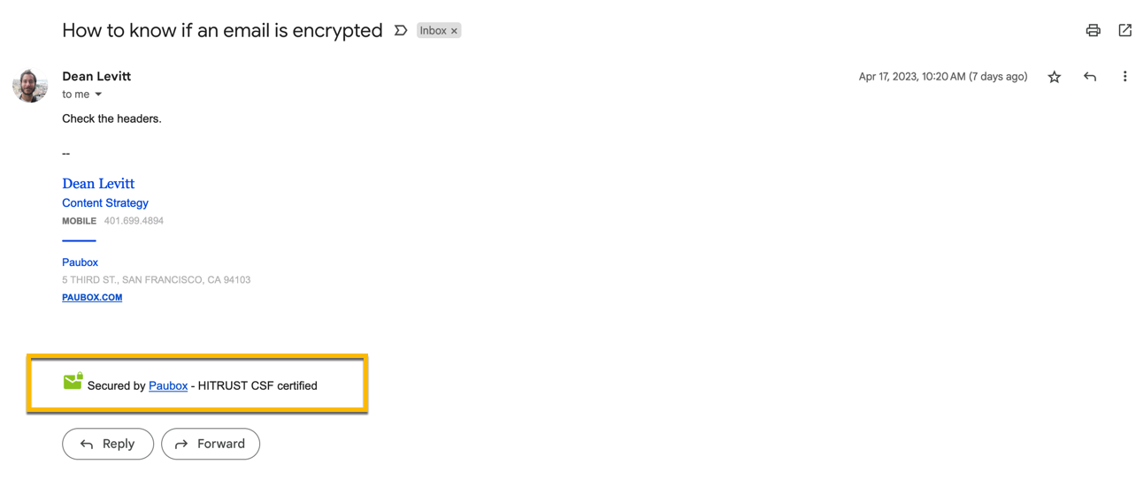 How to verify an email is encrypted